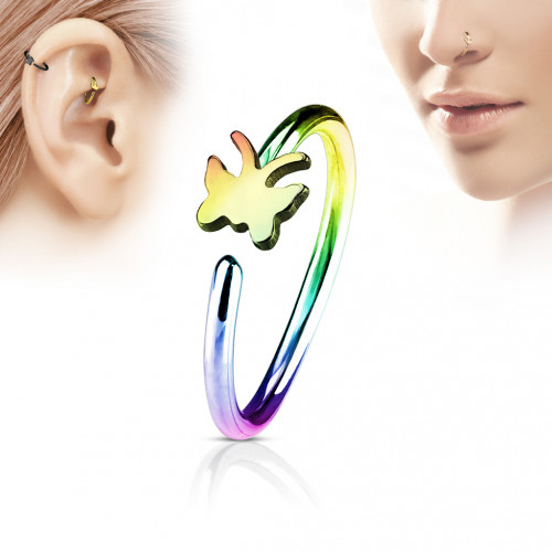 Купить серьга кольцо для пирсинга хеликса, трагуса, носа PiercedFish NOCR-14 в форме бабочки оптом от 300 руб.