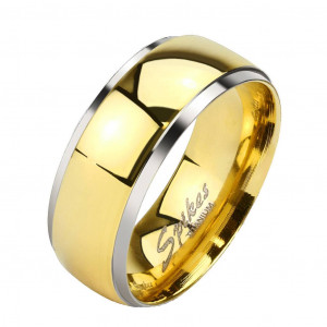 Кольцо из титана Spikes R-TI-4382 для пар, с золотой полосой