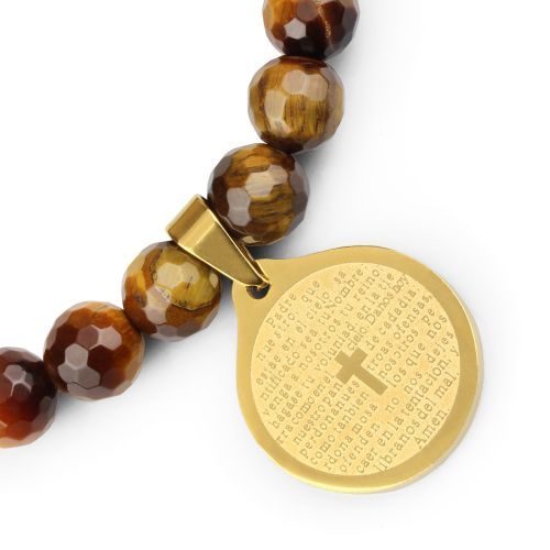 Купить браслет Шамбала Everiot Select LNS-2166 из камня тигровый глаз с молитвой и крестом оптом от 1 040 руб.