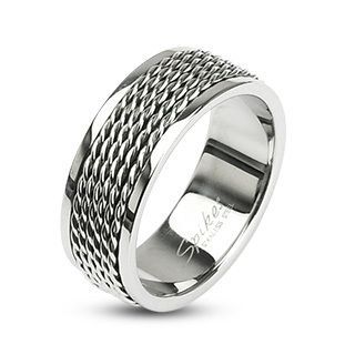 Купить мужское кольцо SPIKES "Кольчуга" из нержавеющей стали R-H1589M оптом от 500 руб.