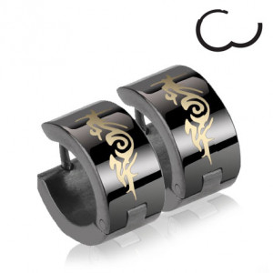 Серьги-кольца стальные Spikes SE2134 с орнаментом