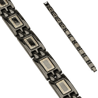Купить мужской браслет Spikes SSBH-0102 из стали с орнаментом "лабиринт", черный оптом от 3 100 руб.