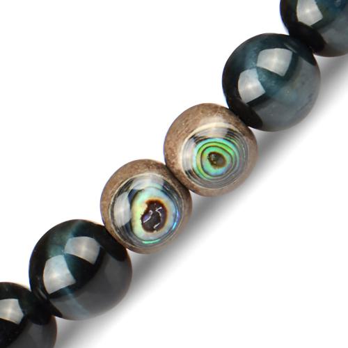 Купить браслет на резинке Everiot Select LNS-3118 из камня соколиный глаз с галиотисом оптом от 1 500 руб.