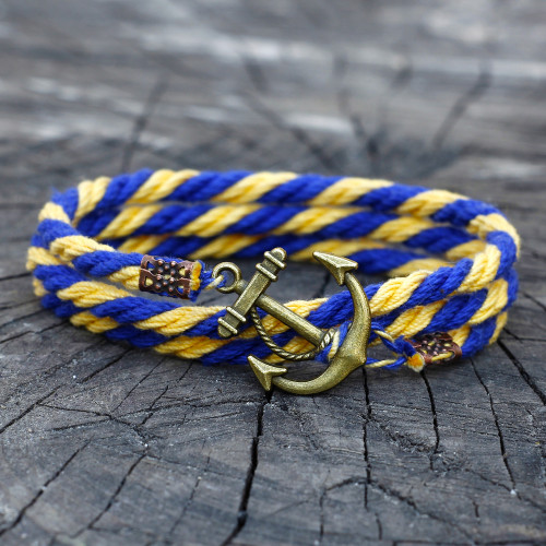 Купить браслет ANCHORSTUFF ANC-AL-3308 с винтажным якорем сине-желтый оптом от 670 руб.
