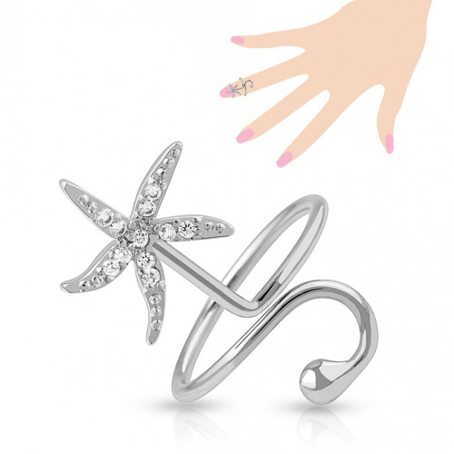 Купить безразмерное кольцо на фалангу TATIC R-A019-C морская звезда с фианитами оптом от 380 руб.
