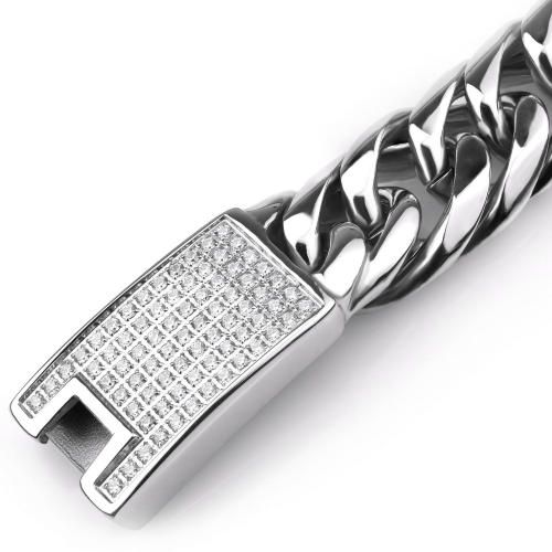 Купить мужской панцирный браслет-цепь из стали Everiot SB-MJ-2015 с фианитами оптом от 2 600 руб.