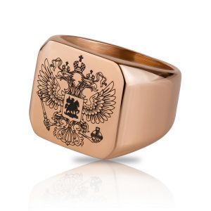 Мужской перстень-печатка из стали TATIC RSS-0322 цвета розового золота