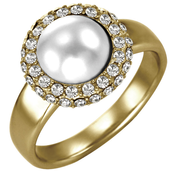 Купить кольцо из стали Everiot AAB-853RSS с имитацией жемчуга оптом от 1 580 руб.