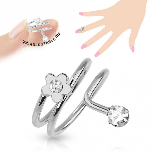 Купить безразмерное кольцо на фалангу TATIC R-A025-C с цветочком и фианитами оптом от 340 руб.