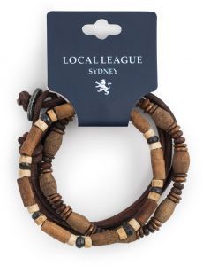 Набор мужских браслетов в серферском стиле из кожи, дерева и кости Local League CS-LBM444