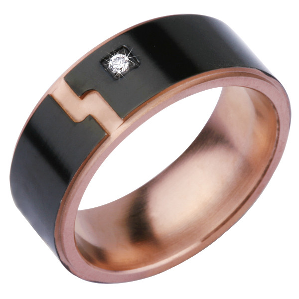 Купить кольцо из титана Everiot AAB-02RSSA с фианитом мужское оптом от 2 130 руб.