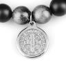 Купить браслет Шамбала из агата и камня соколиный глаз с медальоном Святого Бенедикта и крестом Everiot Select LNS-2099 оптом от 810 руб.