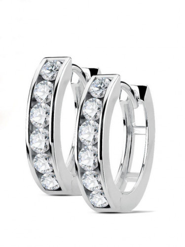 Купить женские серьги-кольца из стали TATIC EB-004 с дорожкой фианитов оптом от 540 руб.