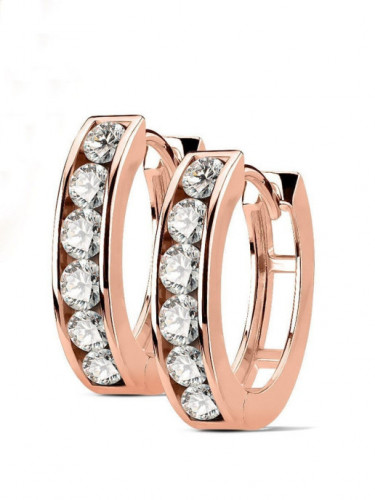 Купить женские серьги-кольца из стали TATIC EB-004 с дорожкой фианитов оптом от 540 руб.