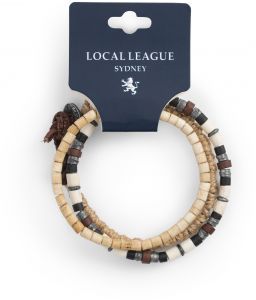Набор мужских браслетов в серферском стиле из кожи, дерева и кости Local League CS-LBM463