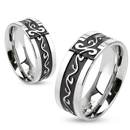 Купить кольцо из стали Spikes R-M2996 с красивым узором оптом от 470 руб.