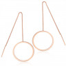 Круглые серьги-протяжки  из стали (серьги-цепочки) SPE-XP-1333 с покрытием розового золота
