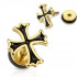 Купить байкерская серьга-гвоздик с резьбой PiercedFish PSFX-69 в форме креста оптом от 430 руб.