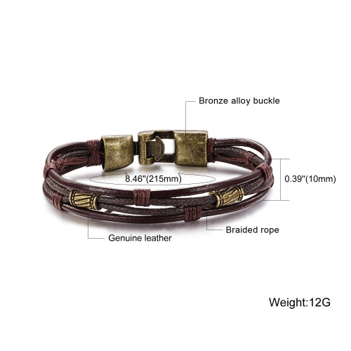 Купить кожаный браслет мужской Everiot SH-MJ-0125 с декоративными бусинами оптом от 550 руб.