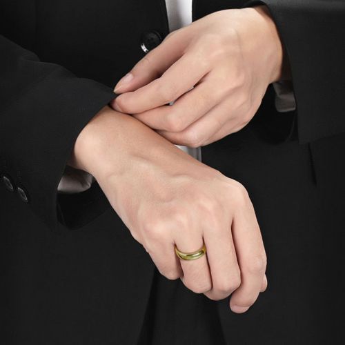 Купить кольцо из стали TATIC RSS-0002 классическое цвет желтого золота оптом от 500 руб.