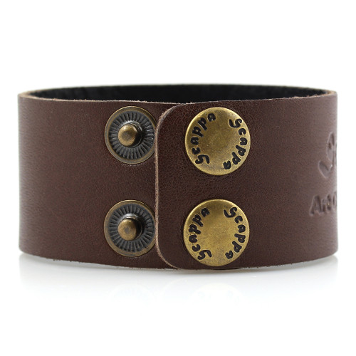 Купить кожаный браслет мужской Scappa K-902 коричневый оптом от 500 руб.