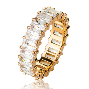 Женское кольцо дорожка из стали TATIC RSS-6709 покрытие розовое золото, с фианитами