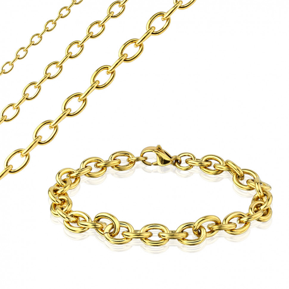 Купить браслет-цепь из стали Spikes SBS-0103 с золотым покрытием оптом от 450 руб.