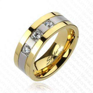 Купить мужское кольцо из титана Spikes R-TI-3566M двухцветное с фианитами оптом от 760 руб.