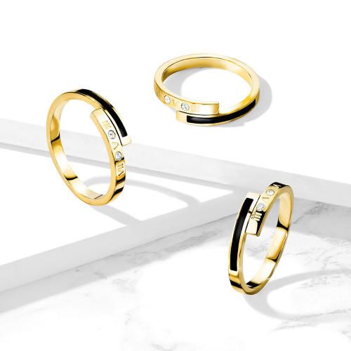 Купить женское кольцо из стали TATIC R-M7215G с римскими цифрами и фианитами оптом от 500 руб.