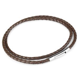 Плетеный кожаный шнурок премиум Everiot Select LC-5005 со стальной застежкой