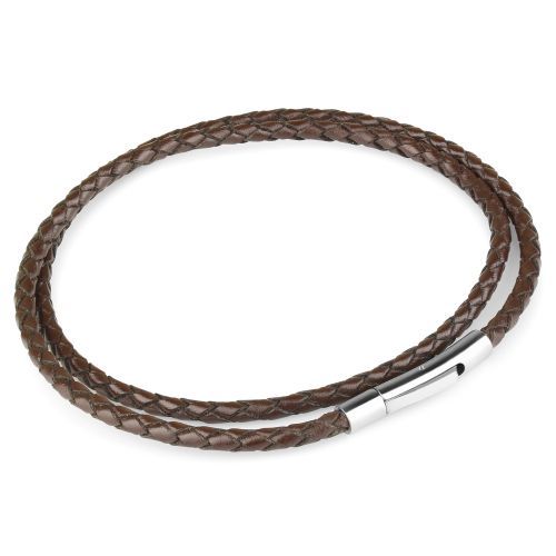 Купить плетеный кожаный шнурок премиум Everiot Select LC-5005 со стальной застежкой оптом от 840 руб.