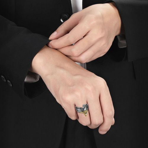 Купить мужское незамкнутое кольцо из стали TATIC RSS-7607 в форме орла, байкерское оптом от 750 руб.