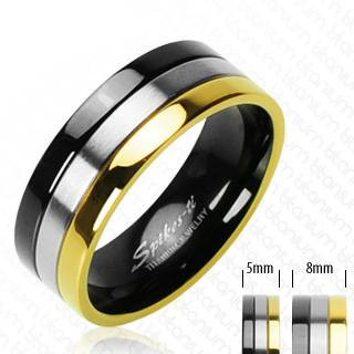 Купить кольцо из титана Spikes R-TI-3542 трехцветное оптом от 590 руб.