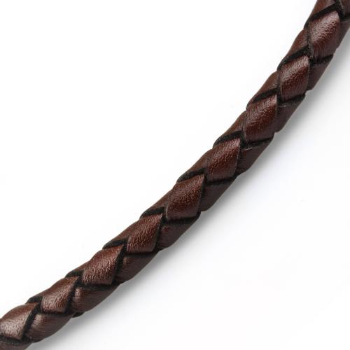 Купить мужской кожаный браслет плетеный Everiot Select LNS-5021 коричневый (4 мм) оптом от 740 руб.