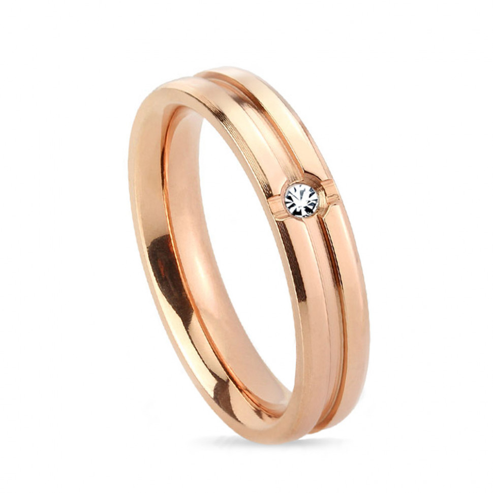 Купить женское кольцо из титана TATIC R-TM-3829R цвета розового золота с фианитом оптом от 680 руб.