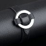 Купить браслет BC-XP-1133 кожаный черного цвета со стальным декором оптом от 700 руб.