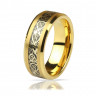 Купить кольцо из карбида вольфрама Lonti RTG-0032 с узором "Кельтский дракон" на черном фоне оптом от 1 130 руб.