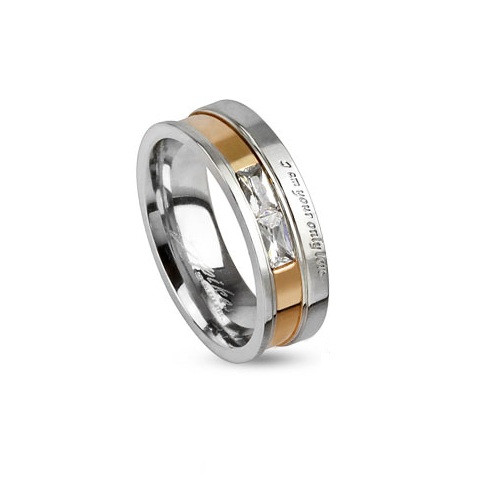 Купить кольцо из стали Spikes R-M2855 с романтичной надписью "You are my only love" оптом от 550 руб.
