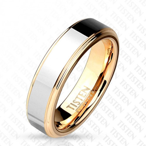 Купить кольцо из титан-вольфрама (тистена) Tisten R-TS-007 обручальное с покрытием цвета розового золота оптом от 780 руб.