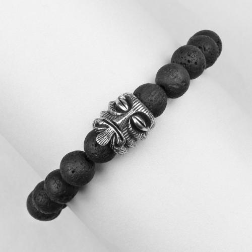 Купить черный мужской браслет из лавы на резинке "Майя" Everiot Select LNS-2049 оптом от 1 000 руб.