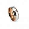 Купить кольцо из стали Spikes R-M2956 с контрастной каймой и фианитом оптом от 560 руб.