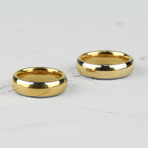 Купить кольцо Tisten из титан-вольфрама (тистена) R-TS-009 обручальное с золотым ионным покрытием оптом от 1 220 руб.