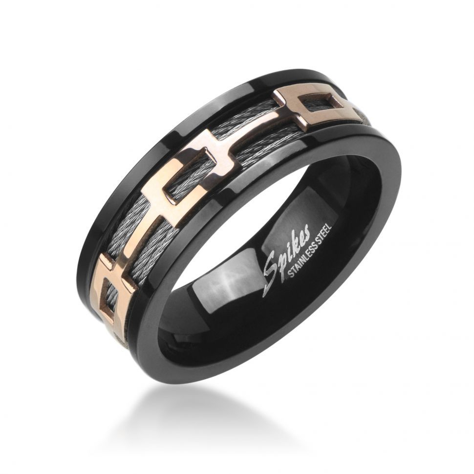 Купить мужское кольцо из ювелирной стали SPIKES черное R-M2801 оптом от 750 руб.