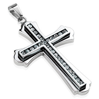 Купить мужской крест из нержавеющей стали с фианитами Spikes SSPL-4075 оптом от 1 070 руб.