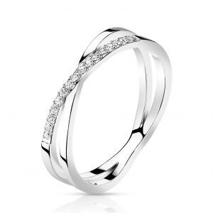 Женское двойное кольцо из ювелирной стали STEELS RSS-7718 с дорожкой фианитов