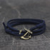 Купить мужской браслет-шнурок из замши ANCHORSTUFF ANC-LS-3707 с якорем темно-синий оптом от 550 руб.