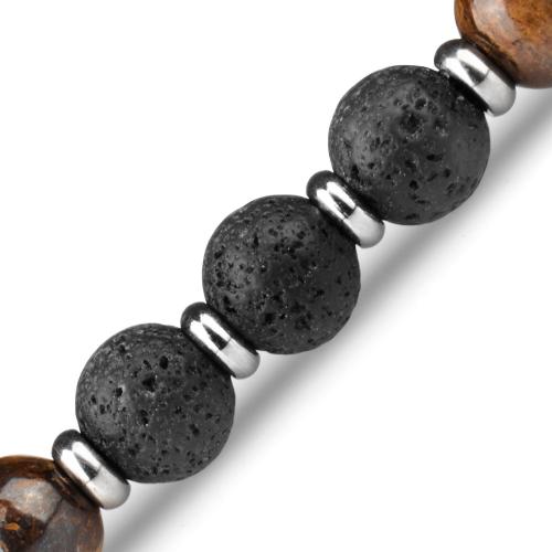 Купить мужской браслет на резинке Everiot Select LNS-2034 из камней лавы и бронзита оптом от 550 руб.