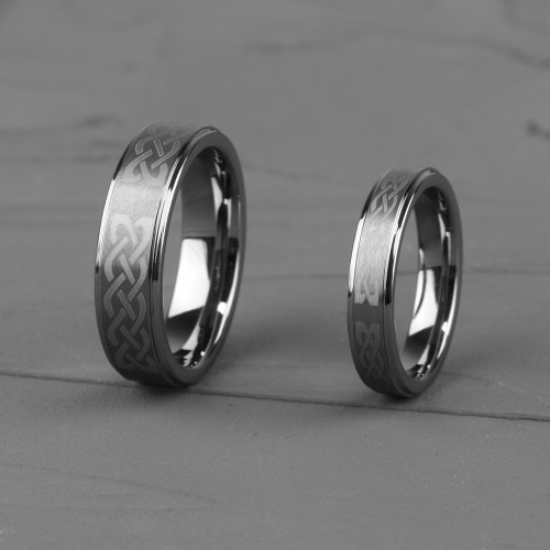 Купить кольцо из карбида вольфрама Lonti R-TG-0205 с кельтским орнаментом  оптом от 670 руб.