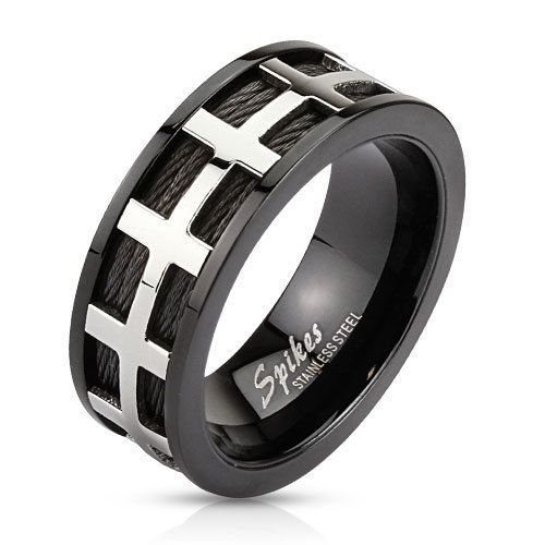 Купить стальное мужское кольцо SPIKES черное R-M2818-12 оптом от 710 руб.