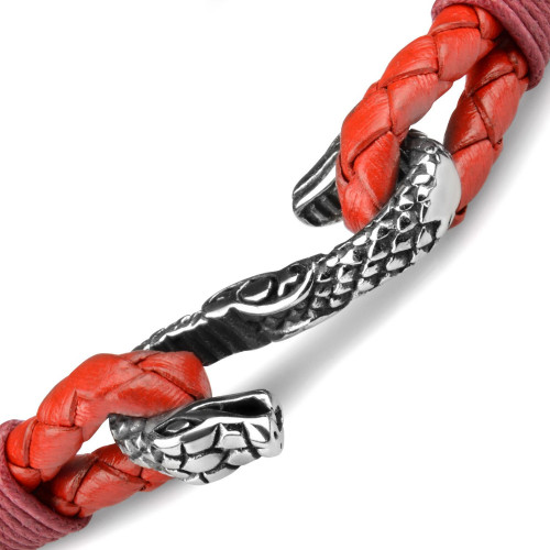 Купить кожаный плетеный браслет с застежкой в форме змеи Everiot SP-MJ-1966 оптом от 1 050 руб.